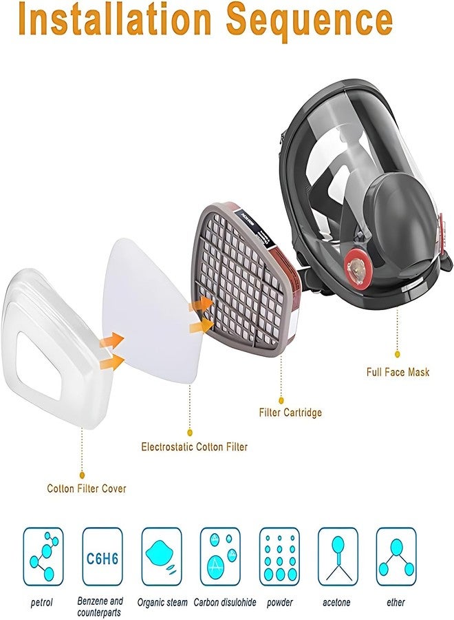Cyrox Reusable Full Face Respirator Mask with Dual Filters - Anti-Fog, Protective Facepiece for Chemicals, Vapors, Paint Fumes, Dust - Ideal for Industrial Work | Professional PPE Gear (1Pcs) - Image 4